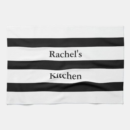 美しい白黒のストライプ キッチンタオル (横)