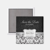 美しい白黒のダマスク日付を保存 マグネット (正面/裏面)