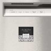 美しい白黒のダマスク日付を保存 マグネット (インサイチュ (食洗機))