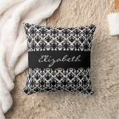 美しい白黒のダマスク クッション (ブランケット)