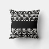 美しい白黒のダマスク クッション (裏面)