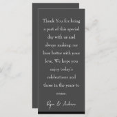 美しい白黒のテーブルサンキューカード (正面/裏面)