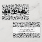 美しい白黒のモダンな花こんにちは 名刺 (正面/裏面)