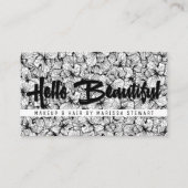 美しい白黒のモダンな花こんにちは 名刺 (正面)