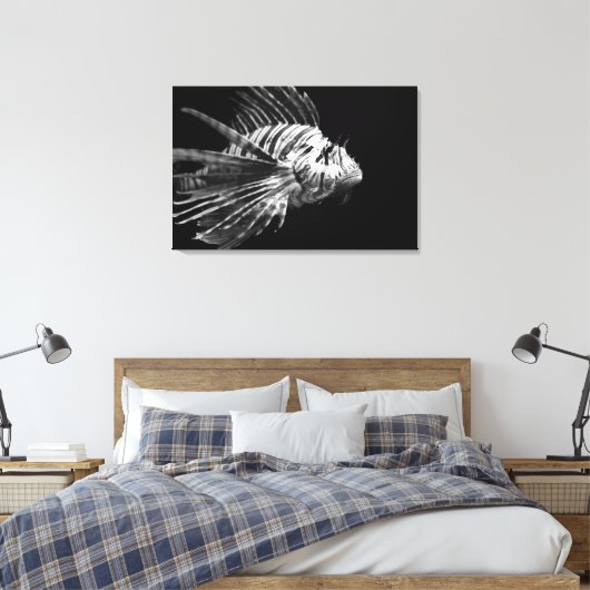 美しい白黒のライオンフィッシュ キャンバスプリント (インサイチュ (寝室))