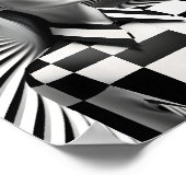 美しい白黒の女性アートイラストレーション ポスター (角)