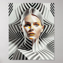 美しい白黒の女性アートポートレート ポスター