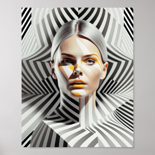 美しい白黒の女性アートポートレート ポスター (正面)