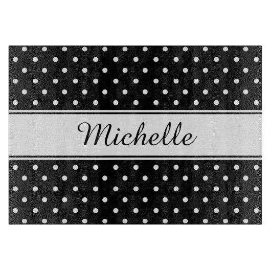 美しい白黒の水玉模様パターン カッティングボード (正面)