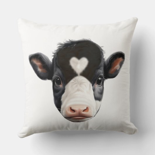美しい白黒の牛の顔 クッション (裏面)