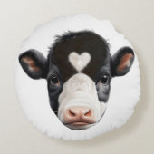 美しい白黒の牛の顔 ラウンドクッション (裏面)