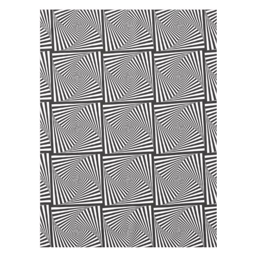 美しい白黒の螺線形の目の錯覚 テーブルクロス (正面)