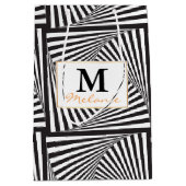 美しい白黒の螺線形の目の錯覚 ミディアムペーパーバッグ (正面)