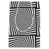 美しい白黒の螺線形の目の錯覚 ミディアムペーパーバッグ (裏面)