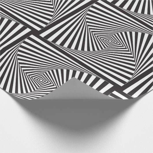 美しい白黒の螺線形の目の錯覚 ラッピングペーパー (角)