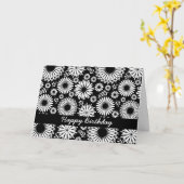 美しい白黒の誕生日カード カード (黄色い花)