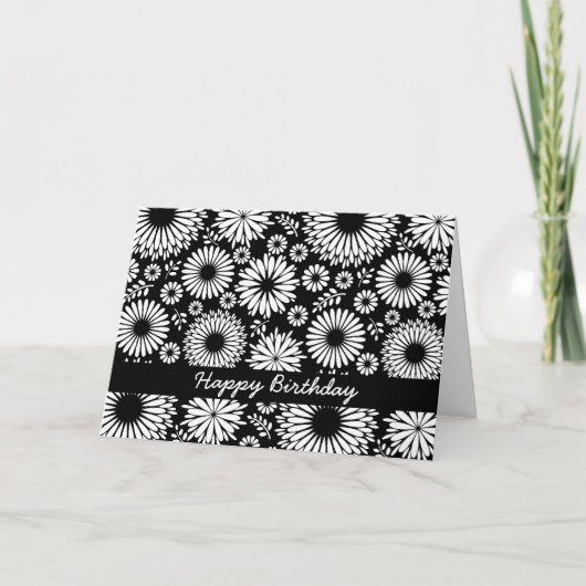 美しい白黒の誕生日カード カード (正面)