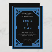 美しい白黒アールデコ結婚ズ 招待状 (正面/裏面)