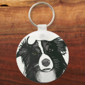 美しい白黒コリ縁どー キーホルダー (正面)