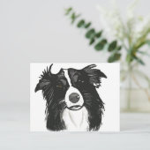 美しい白黒コリ縁どー ポストカード (スタンド正面)