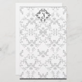 美しい白黒ダマスク織の個人的な文房具 便箋 (正面/裏面)