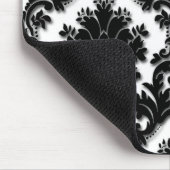 美しい白黒ダマスク織パターン マウスパッド (コーナー)