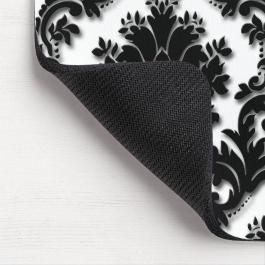 美しい白黒ダマスク織パターン マウスパッド (コーナー)