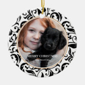 美しい白黒フォトクリスマス セラミックオーナメント (正面)