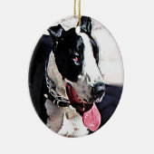 美しい白黒犬 セラミックオーナメント (右)