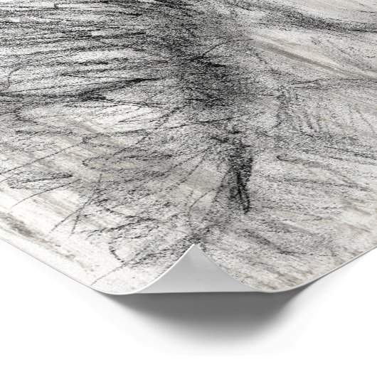 美しい白黒馬のスケッチのポスター ポスター (角)