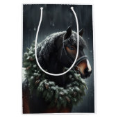 美しい白黒馬の馬の馬の動物の愛 ミディアムペーパーバッグ (正面)