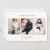 美しい白黒3枚の写真新年 シーズンカード (正面)