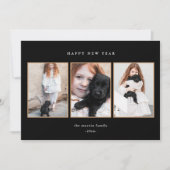 美しい白黒3枚の写真新年 シーズンカード (正面)