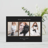 美しい白黒3枚の写真新年 シーズンカード (スタンド正面)