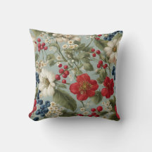 美しい白、赤い花と青、赤い果実