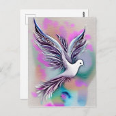 美しい白Ethereal水色の鳩 ポストカード (正面/裏面)
