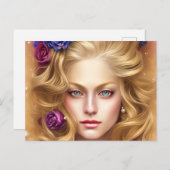 美しい目とクリームバラ ポストカード (正面/裏面)