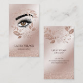 美しい目とバラ金ゴールド水彩の花 名刺 (正面/裏面)