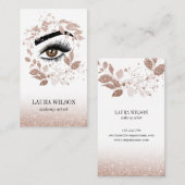 美しい目とバラ金ゴールド水彩の花 名刺 (正面/裏面)