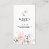 美しい目と赤面ピンクの水色の花 名刺 (裏面)