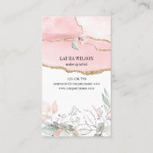 美しい目の赤面ピンクの水色の花 名刺 (裏面)