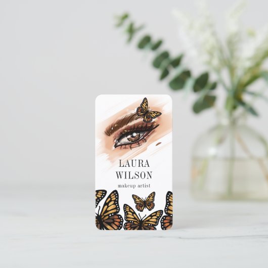 美しい目の(昆虫)オオカバマダラ、モナーク蝶の点滅メイクアップ 名刺 (スタンド正面)