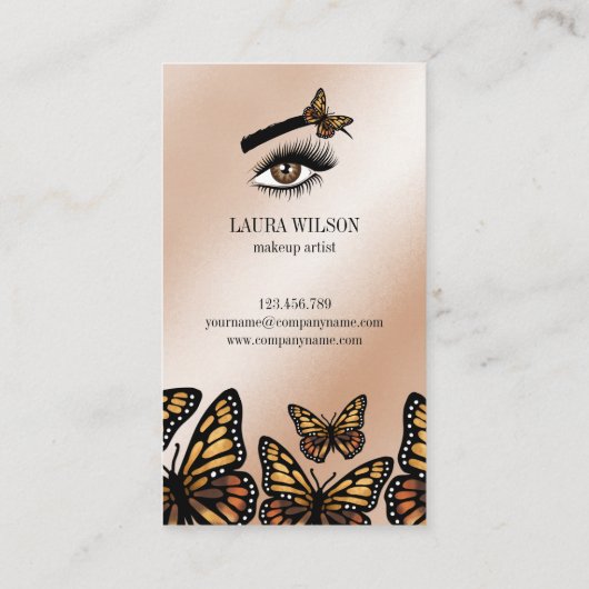 美しい目の(昆虫)オオカバマダラ、モナーク蝶の点滅メイクアップ 名刺 (裏面)