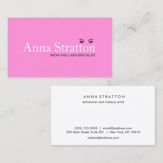 美しい目ピンクのラッシュと眉 名刺 (正面/裏面)