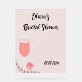 美しい真珠とプロセッコブライダルシャワー アクリルサイン (正面)