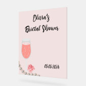 美しい真珠とプロセッコブライダルシャワー アクリルサイン (傾斜)