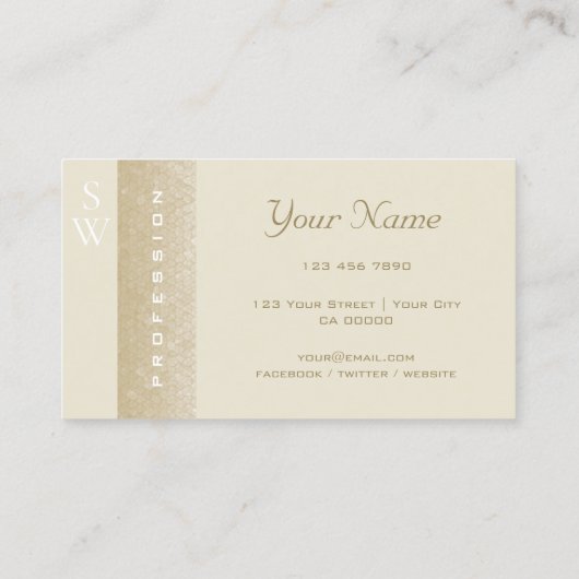 美しい真珠と白とモノグラム品質 名刺 (裏面)