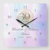 美しい真珠結婚30周年記念 スクエア壁時計 (正面)