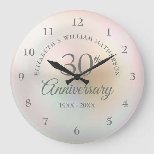 美しい真珠結婚30周年記念 ラージ壁時計 (正面)