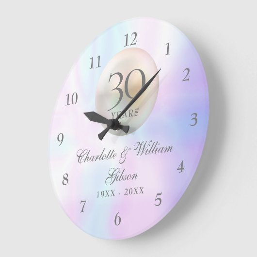 美しい真珠結婚30周年記念 ラージ壁時計 (傾斜)